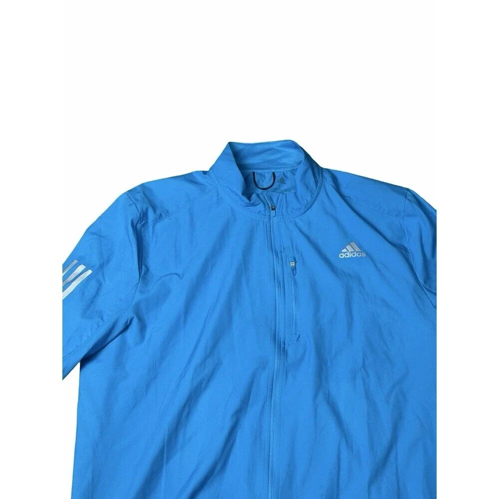 Adidas Men's Own The Run Windbreaker Running Jacket Size L Full Zip Blue Light